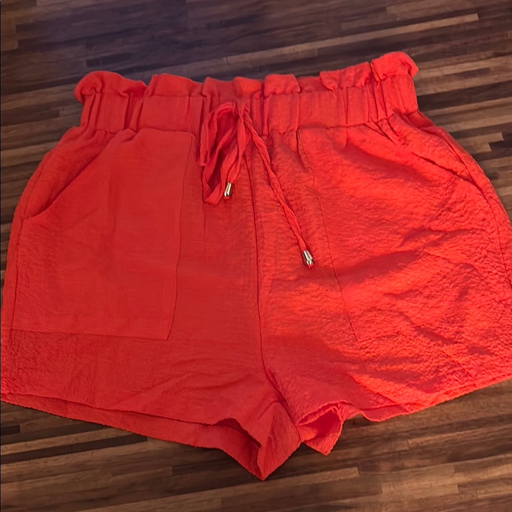 Women's Red Drawstring Shorts